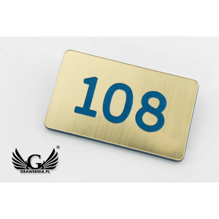 Numbered Plaques for Cabinets and Drawers - Gold with Colorful Engraving - ND026 - Size 39x23mm