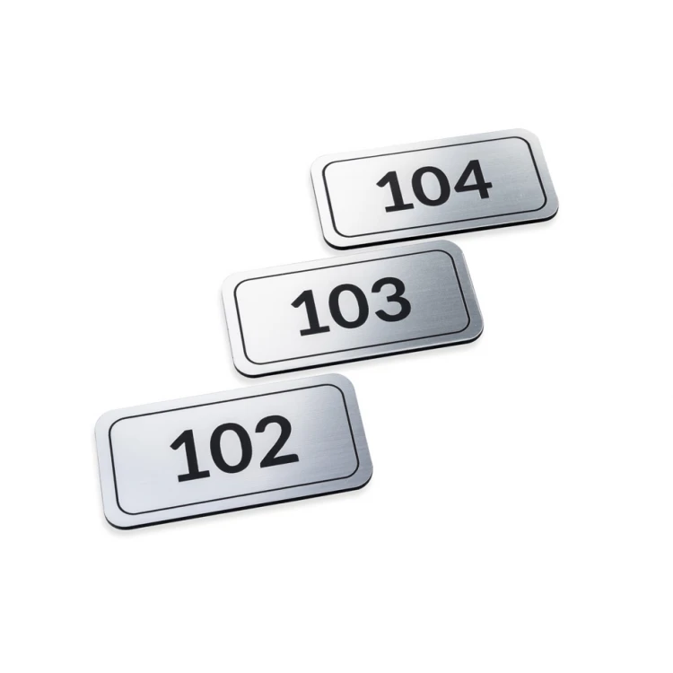 Numbering plates for doors, cabinets and drawers - silver engraving laminate - ND031 - size 70x35mm