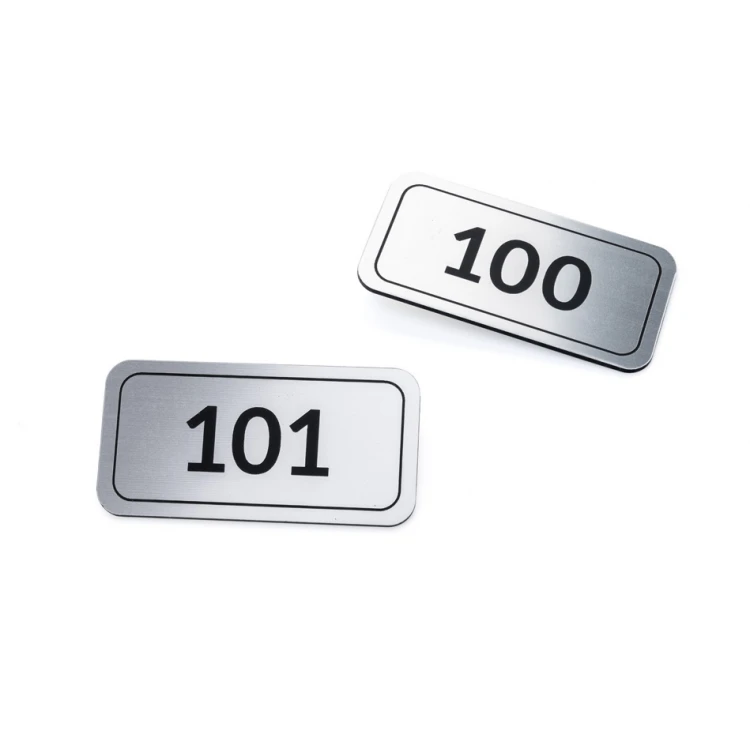 Numbering plates for doors, cabinets and drawers - silver engraving laminate - ND031 - size 70x35mm
