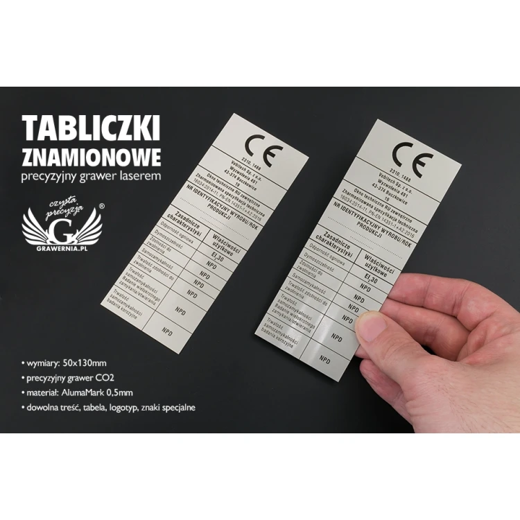 Nameplates - AlumaMark 0.5mm - dimensions: 50x170mm - TZN040