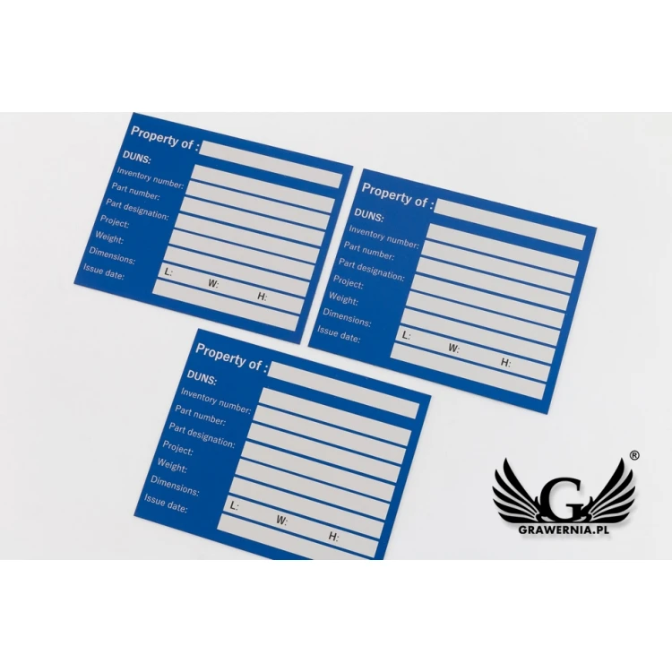 Name plates - anodised aluminium - indestructible printing - dimensions 100x80mm - TZN038
