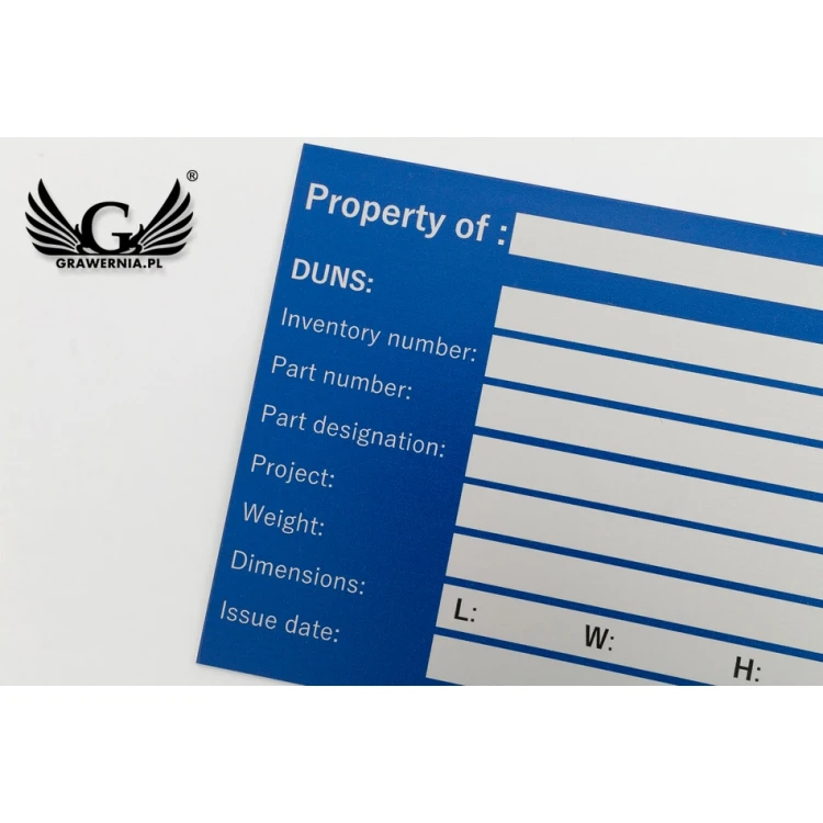 Name plates - anodised aluminium - indestructible printing - dimensions 100x80mm - TZN038