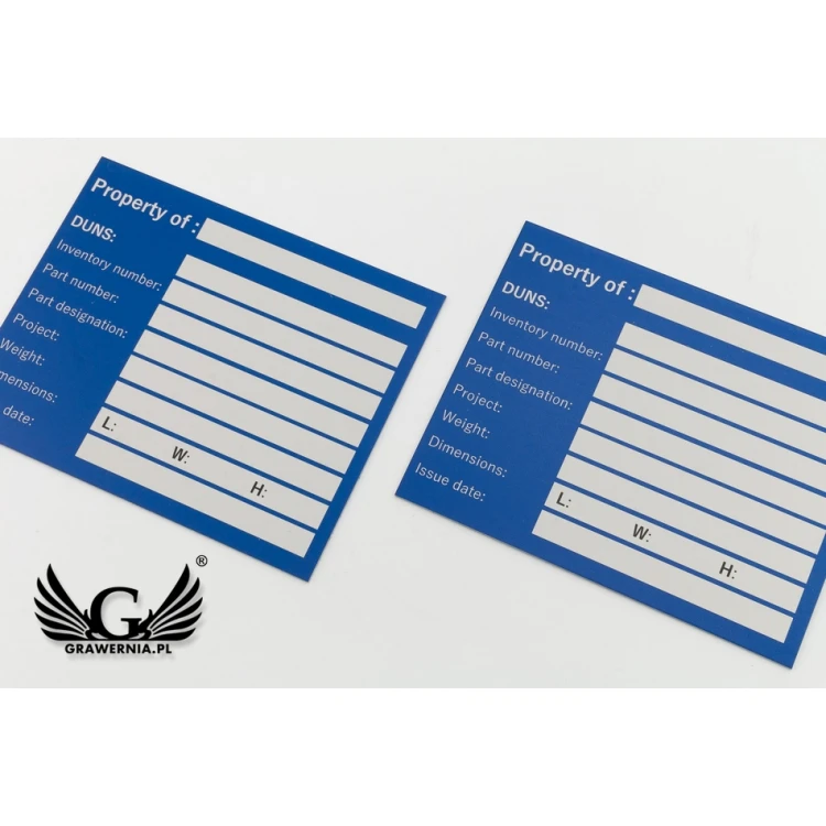 Name plates - anodised aluminium - indestructible printing - dimensions 100x80mm - TZN038