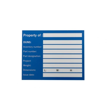 Name plates - anodised aluminium - indestructible printing - dimensions 100x80mm - TZN038