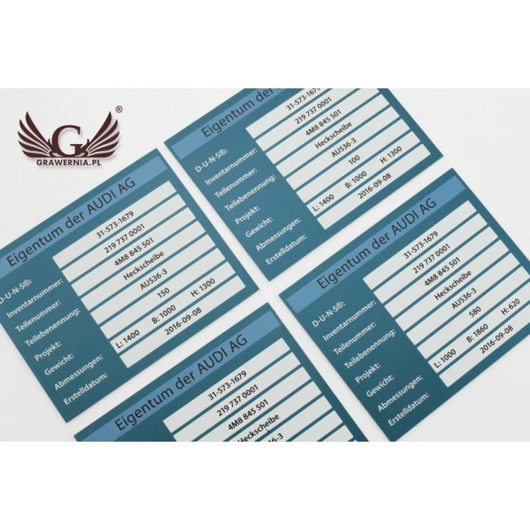 Anodised aluminium name plates - indestructible print - dimensions: 100x80mm - TZN028
