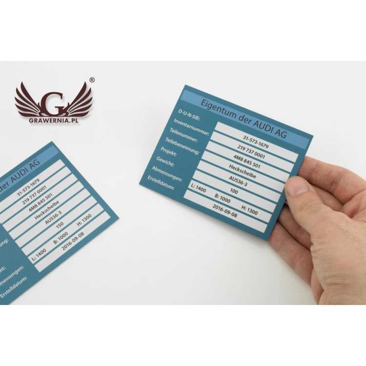 Anodised aluminium name plates - indestructible print - dimensions: 100x80mm - TZN028