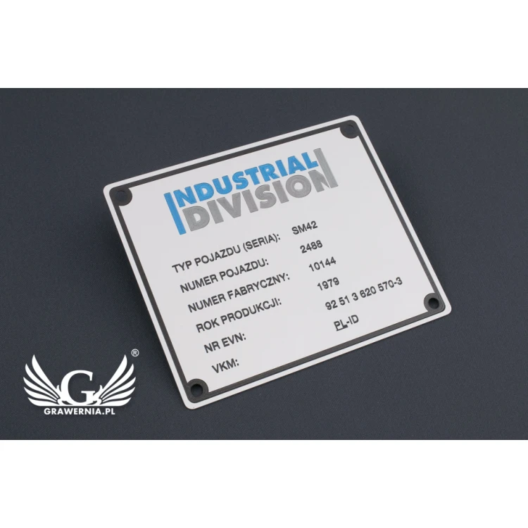 Silver Aluminium Nameplates - CNC Engraving and UV Printing - Dimensions: 120x100mm - TZN029