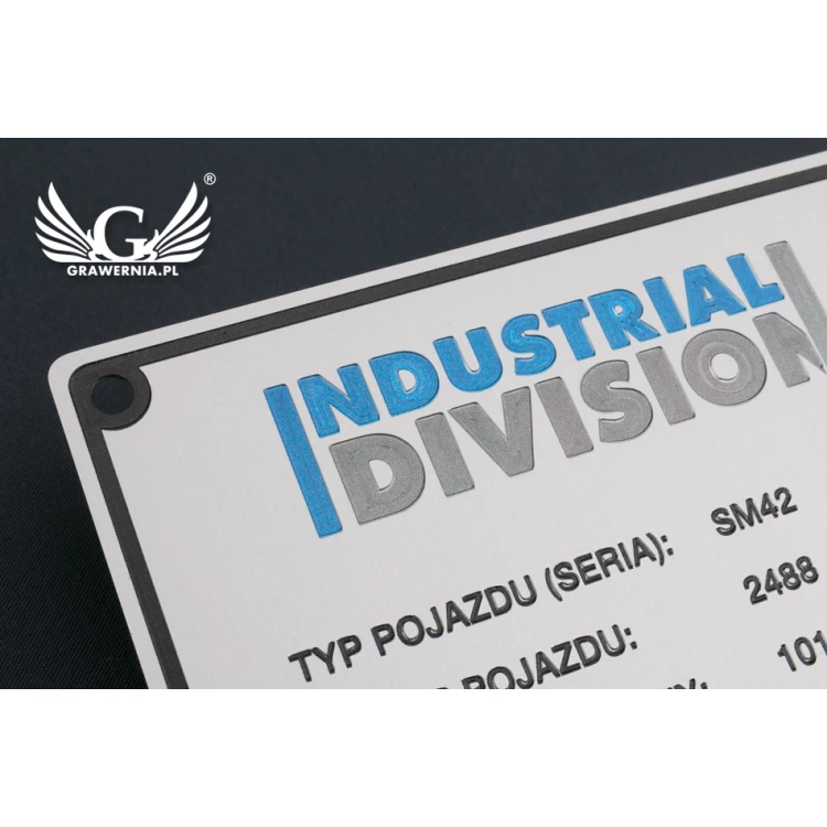 Silver Aluminium Nameplates - CNC Engraving and UV Printing - Dimensions: 120x100mm - TZN029