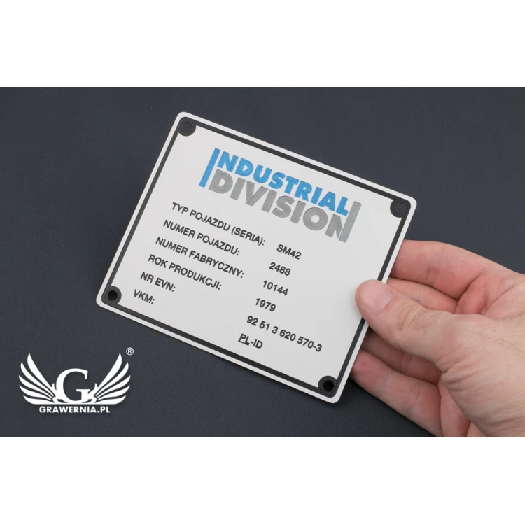 Silver Aluminium Nameplates - CNC Engraving and UV Printing - Dimensions: 120x100mm - TZN029