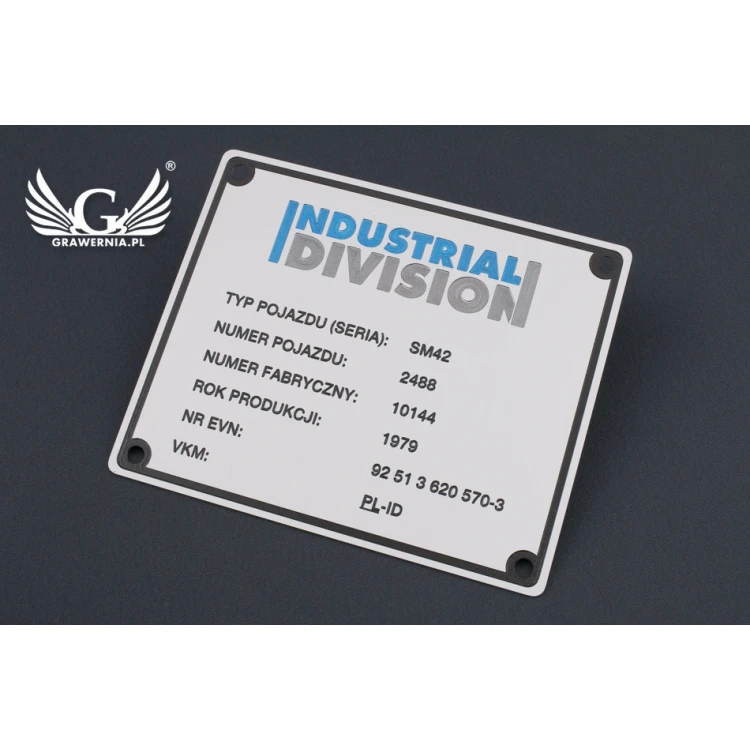 Silver Aluminium Nameplates - CNC Engraving and UV Printing - Dimensions: 120x100mm - TZN029
