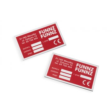 Anodised aluminium name plates - indestructible print - dimensions: 60x35mm
