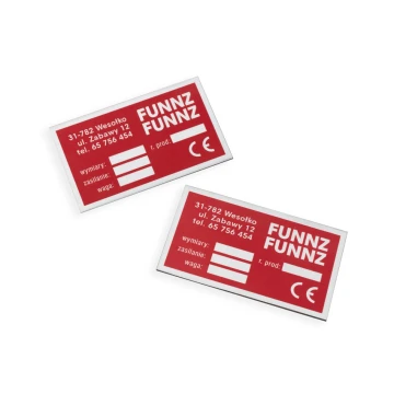Anodised aluminium name plates - indestructible print - dimensions: 60x35mm