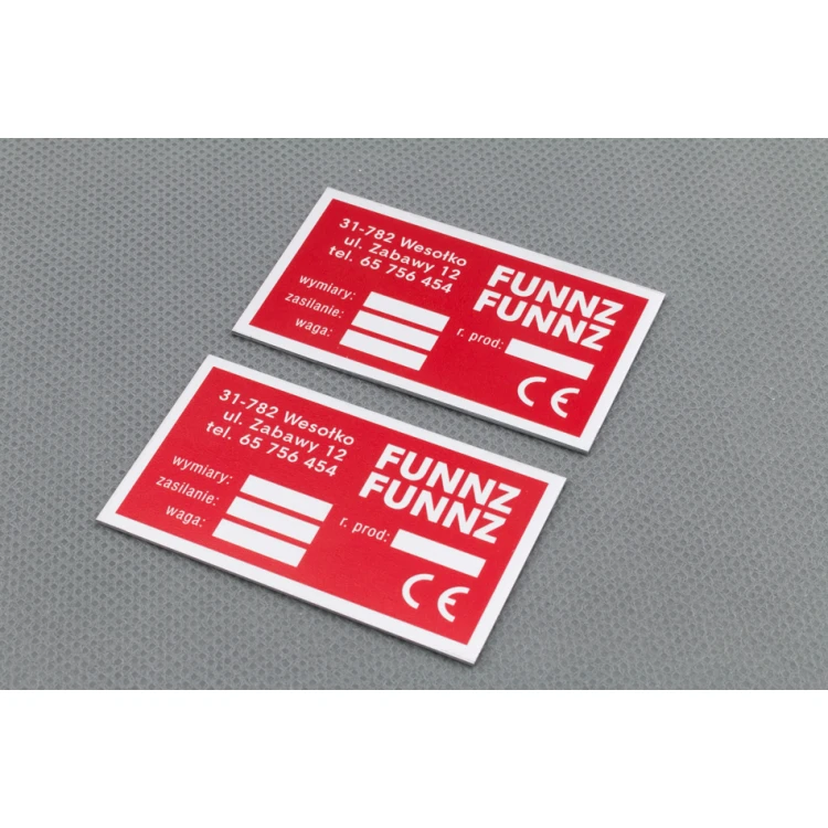 Anodised aluminium name plates - indestructible print - dimensions: 60x35mm