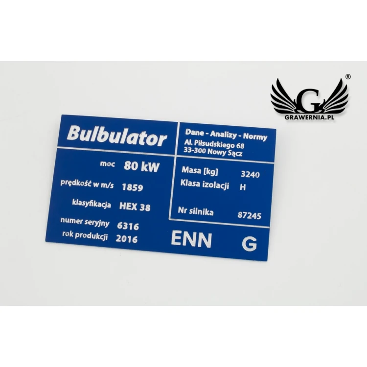 Aluminium Nameplate - Multicolor - CNC Engraving - Dimensions: 100x60mm - TZN034