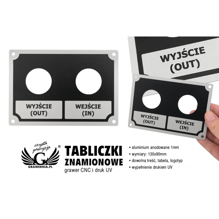 Silver Aluminium Nameplate - CNC Engraving and UV Printing - Dimensions: 130x90mm - TZN036