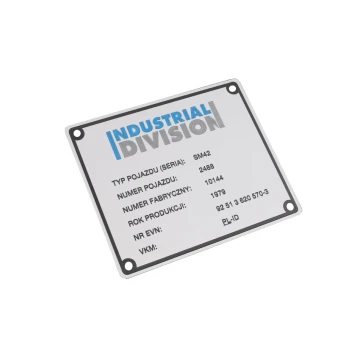 Silver Aluminium Nameplates - CNC Engraving and UV Printing - Dimensions: 120x100mm - TZN029