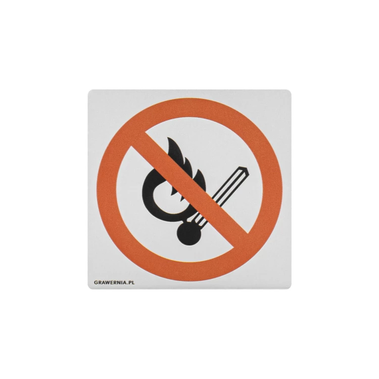 No open flame, no smoking - aluminium plate 60x60mm - NANODRUK - TAN001