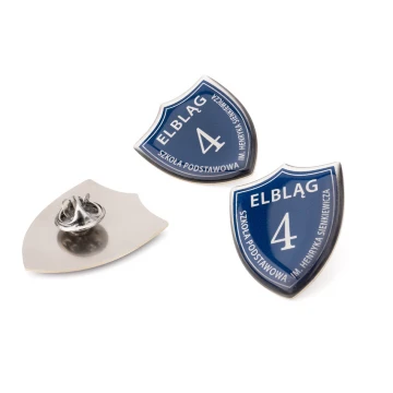 Brass Shields, Pins - Convex 3D Doming - Any School Logo - PWD025