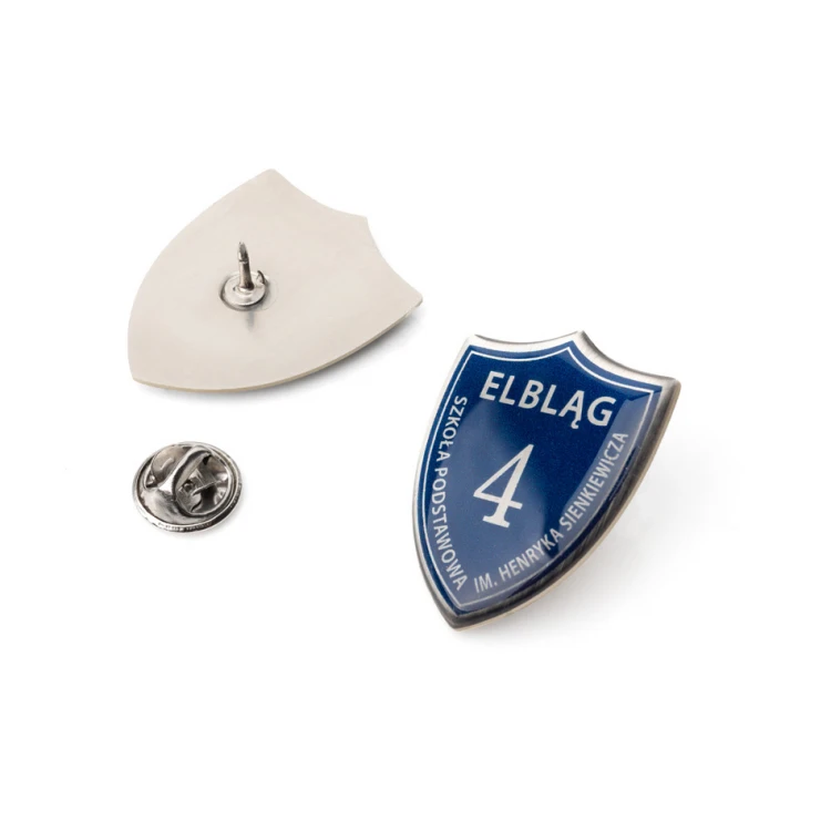 Brass Shields, Pins - Convex 3D Doming - Any School Logo - PWD025