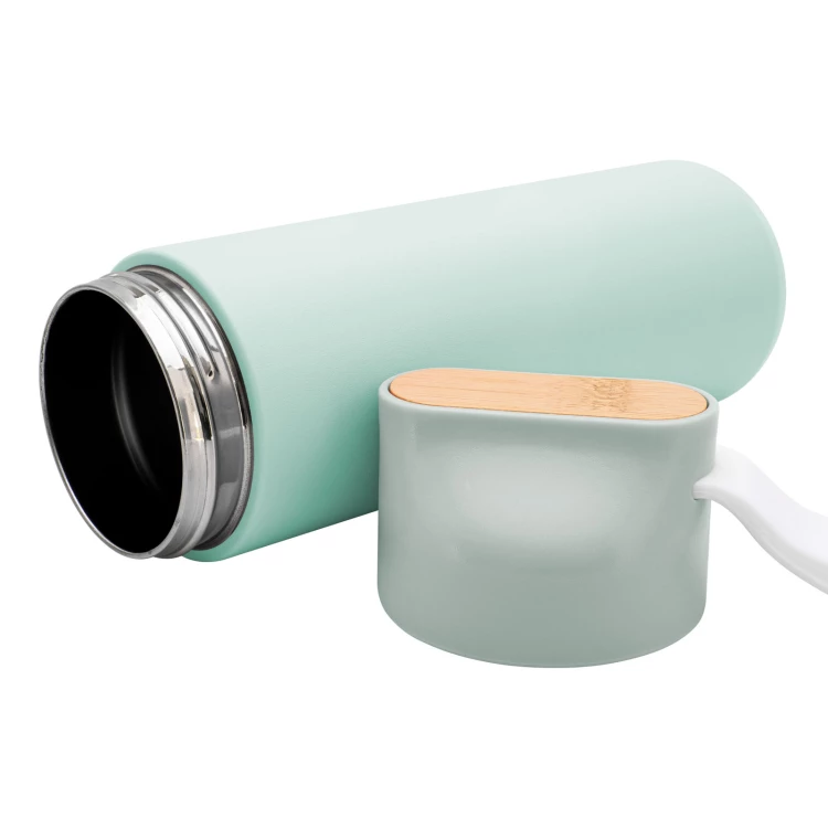 Stainless steel thermos with engraving - turquoise - 600 ml - TRM011