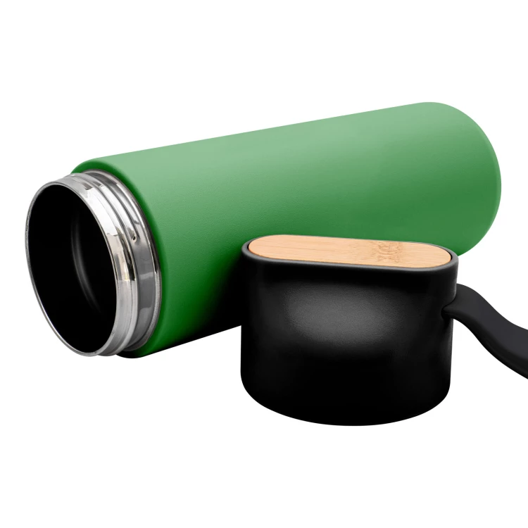 Stainless steel thermos with engraving - green - 600 ml - TRM014