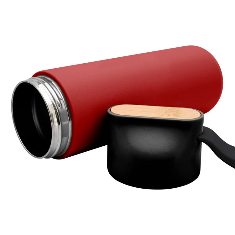Stainless steel thermos with engraving - red - 600 ml - TRM015
