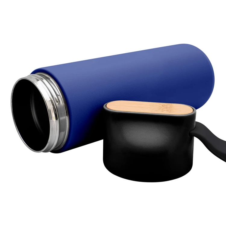 Stainless steel thermos with engraving - blue - 600 ml - TRM016