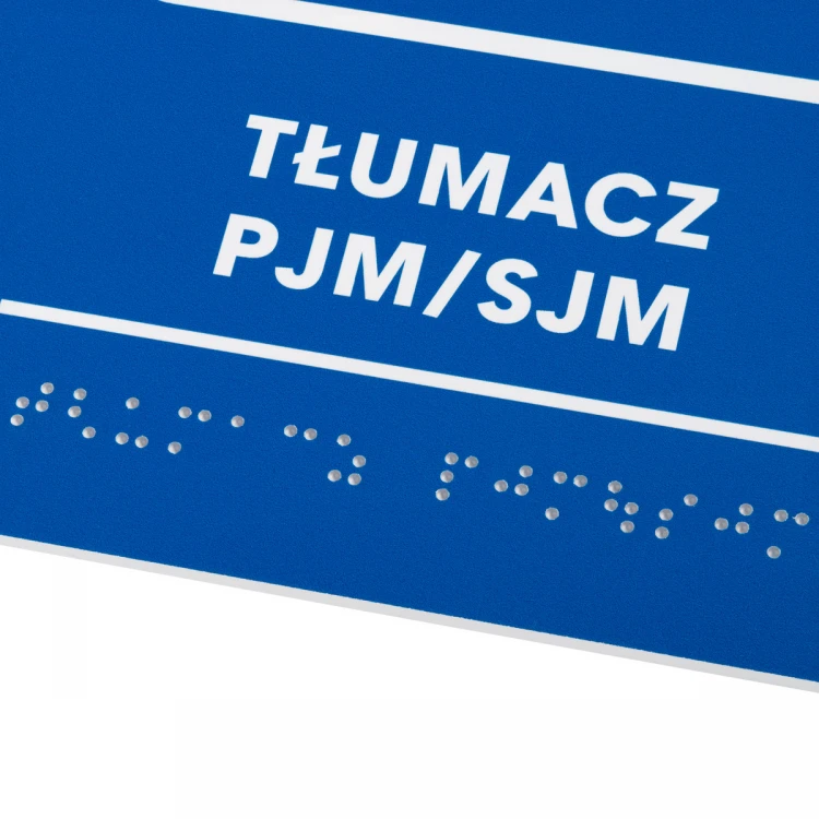 PJM/SJM Translator - Braille Script Plaque - size 140x205mm - Hard PVC - TAB483
