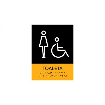Women's and Disabled Toilet - Braille Signage Plate - Size 150x200mm - Hard PVC - SUN -TAB318