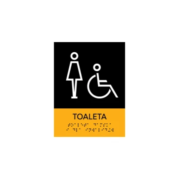 Women's and Disabled Toilet - Braille Signage Plate - Size 150x200mm - Hard PVC - SUN -TAB318