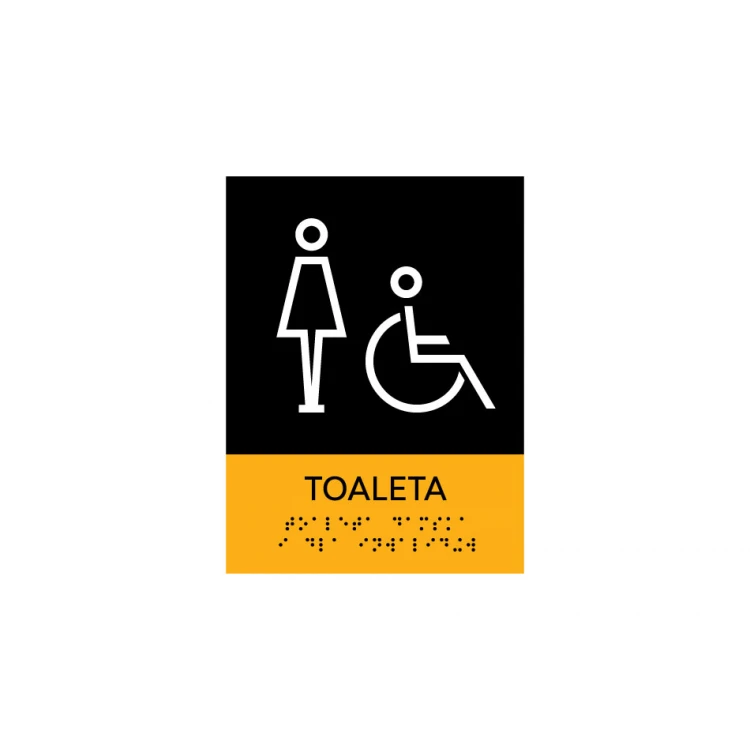 Women's and Disabled Toilet - Braille Signage Plate - Size 150x200mm - Hard PVC - SUN -TAB318