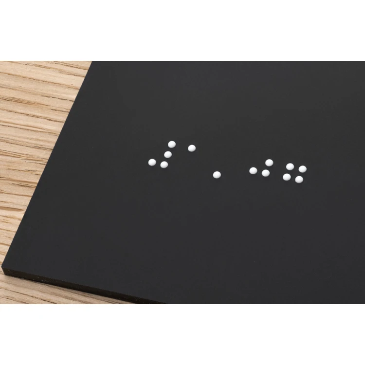 Women's Toilet - Braille Lettering Sign - Oak Veneer and Matte Black Acrylic Plate - Dimensions 262x118mm - TAB404