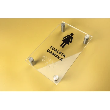 Women's Toilet - Plexi sign with Braille lettering on spacers - size 100x160mm - TAB267