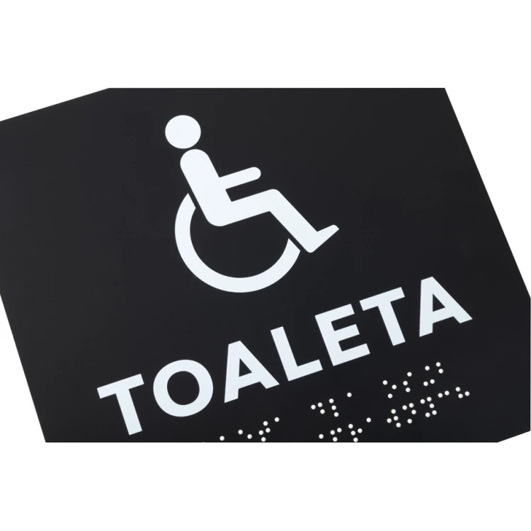 Toilet for the Disabled - Braille Signage - Matte Black Acrylic - Size 180x170mm - DARK - TAB426