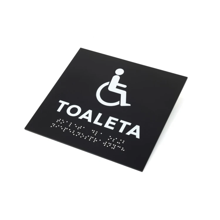 Toilet for the Disabled - Braille Signage - Matte Black Acrylic - Size 180x170mm - DARK - TAB426