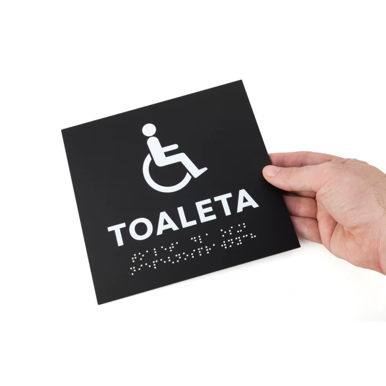 Toilet for the Disabled - Braille Signage - Matte Black Acrylic - Size 180x170mm - DARK - TAB426