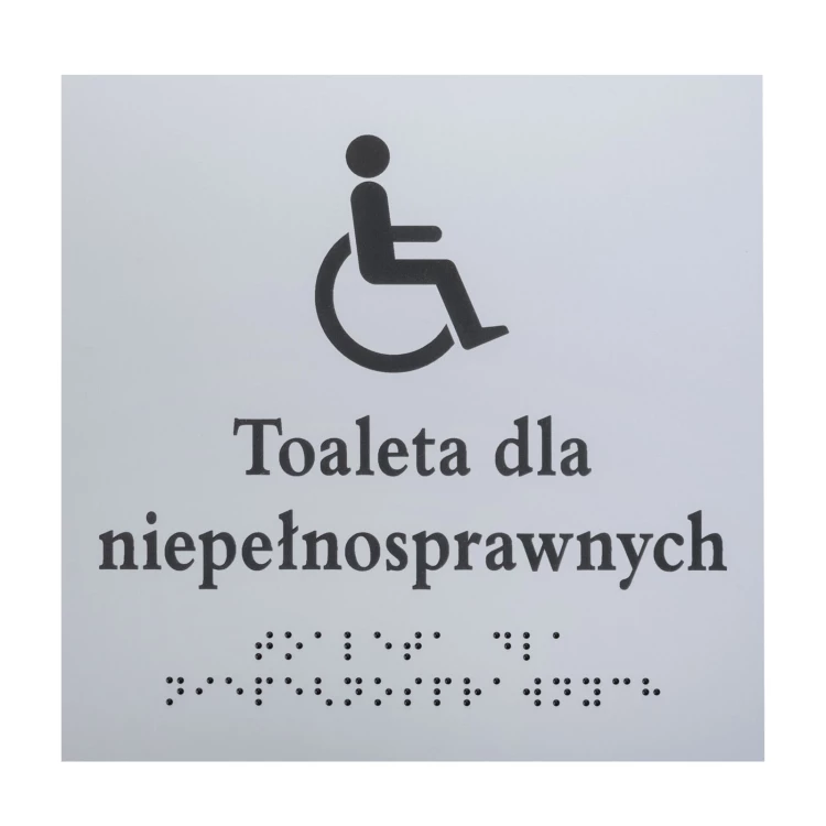 Disabled Toilet - Braille Lettering Sign - Silver Engraving Laminate 3mm - Dimensions 160x160mm - TAB550