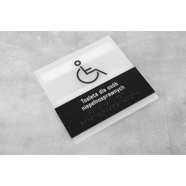 Toilet for Disabled People - Braille Signage - Size 160x160mm - Frosted Acrylic and Black ADA - NORD - TAB328