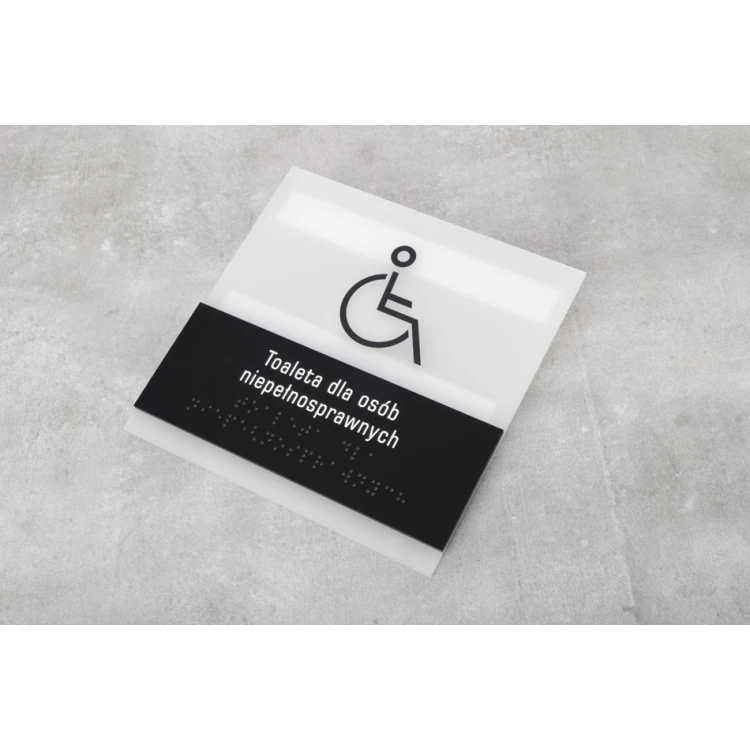 Toilet for Disabled People - Braille Signage - Size 160x160mm - Frosted Acrylic and Black ADA - NORD - TAB328