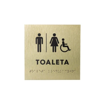 Coeducational Toilet - Golden Dibond Plaque with Braille Script - Size 160x160mm - TAB285