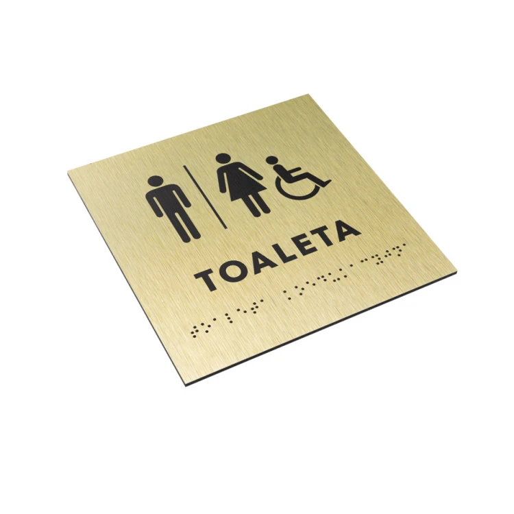 Coeducational Toilet - Golden Dibond Plaque with Braille Script - Size 160x160mm - TAB285