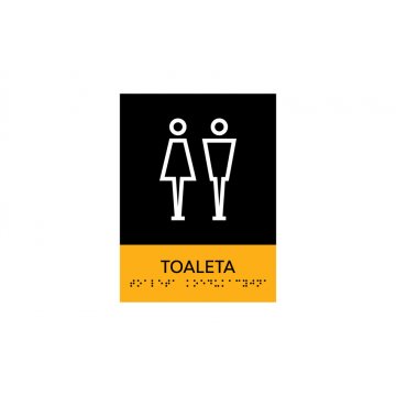 Coeducational Toilet - Braille Script Plaque - Size 150x200mm - Hard PVC - SUN - TAB317