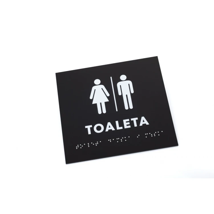 Coeducational Toilet - Braille Script Plaque - Matte Black Acrylic - Size 180x170mm - DARK - TAB392