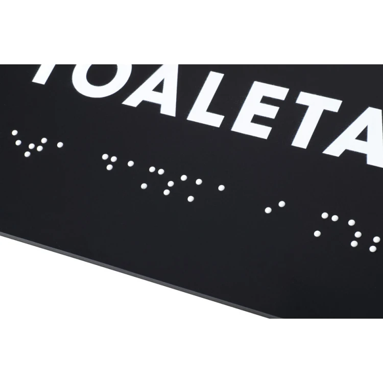 Coeducational Toilet - Braille Script Plaque - Matte Black Acrylic - Size 180x170mm - DARK - TAB392