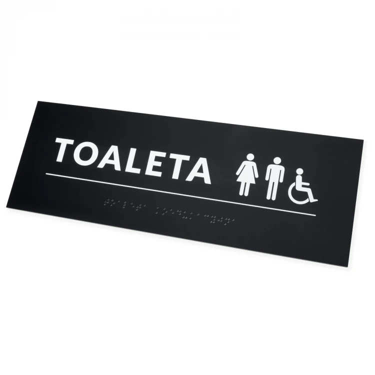 Coeducational Toilet - Braille Script Plaque - dim. 295x105mm - Hard PVC - TAB532