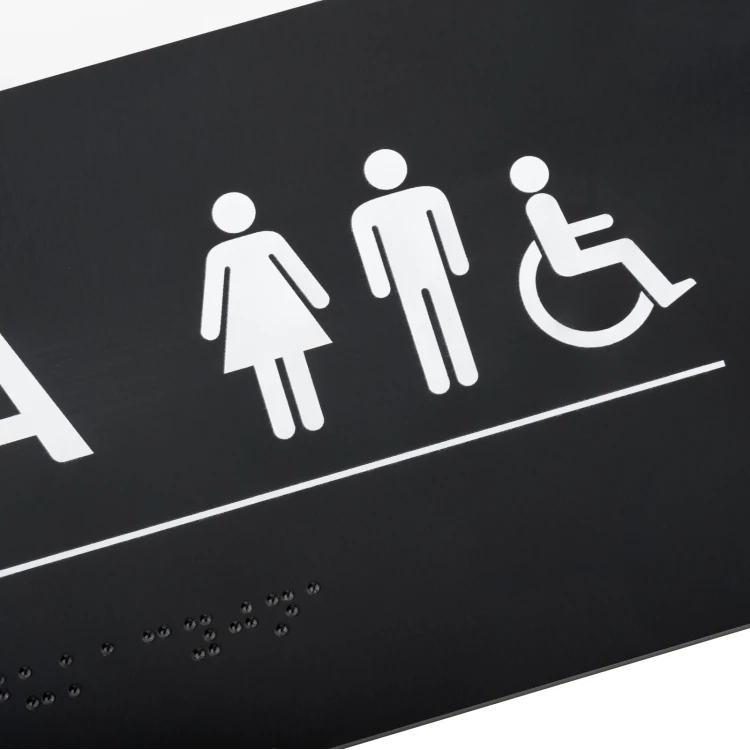 Coeducational Toilet - Braille Script Plaque - dim. 295x105mm - Hard PVC - TAB532