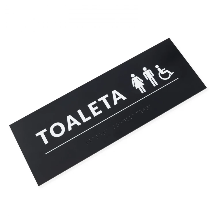 Coeducational Toilet - Braille Script Plaque - dim. 295x105mm - Hard PVC - TAB532