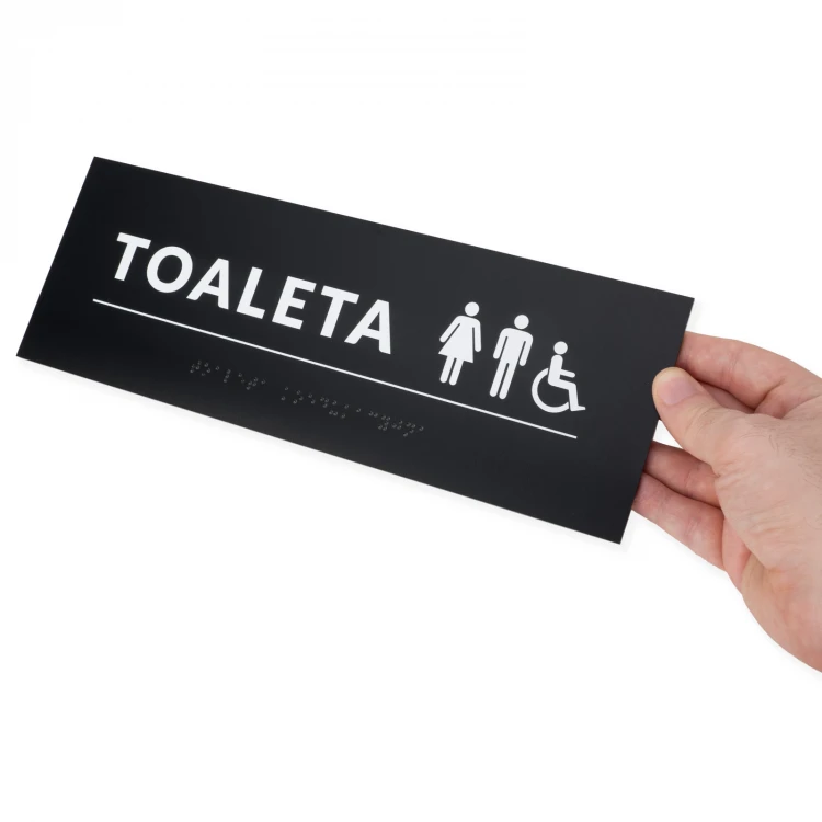 Coeducational Toilet - Braille Script Plaque - dim. 295x105mm - Hard PVC - TAB532