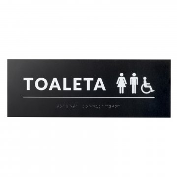 Coeducational Toilet - Braille Script Plaque - dim. 295x105mm - Hard PVC - TAB532