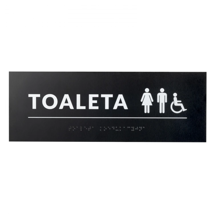 Coeducational Toilet - Braille Script Plaque - dim. 295x105mm - Hard PVC - TAB532